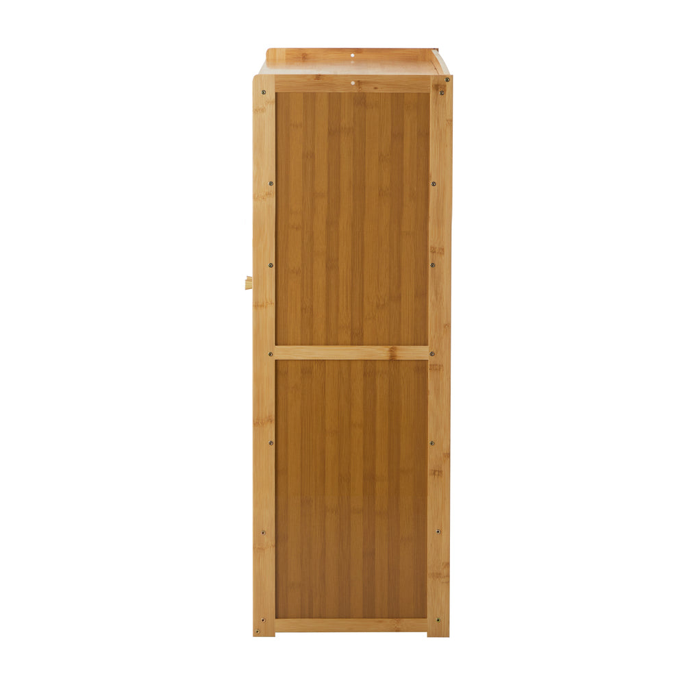 Oikiture Shoe Storage Cabinet 2 Doors Rattan Brown-Shoe Storage Cabinetss-PEROZ Accessories