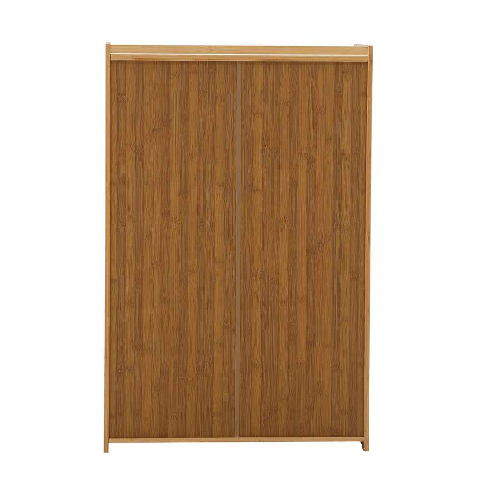 Oikiture Shoe Storage Cabinet 2 Doors Rattan Brown-Shoe Storage Cabinetss-PEROZ Accessories