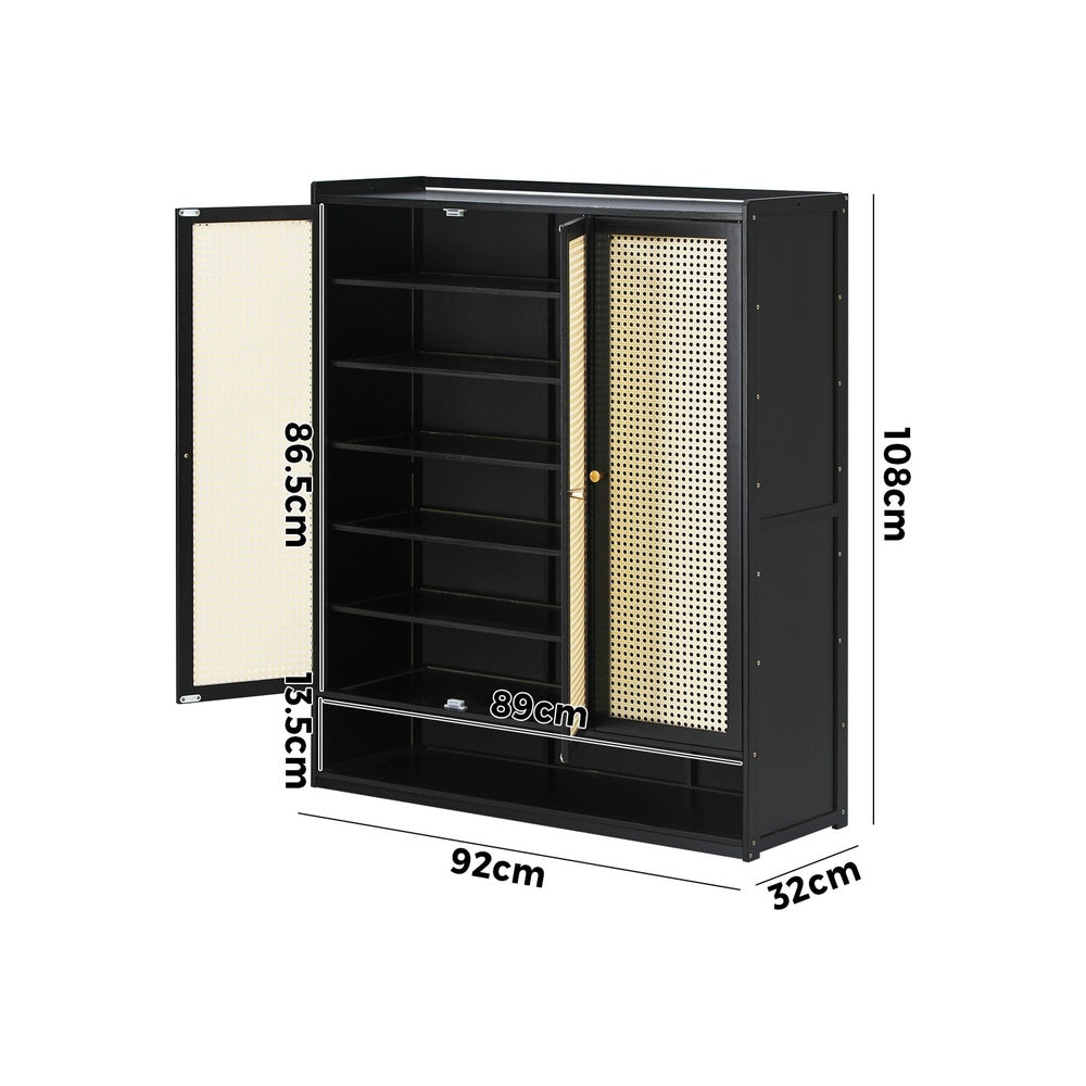 Oikiture Shoe Storage Cabinet 3 Doors Rattan Style-Shoe Storage Cabinetss-PEROZ Accessories