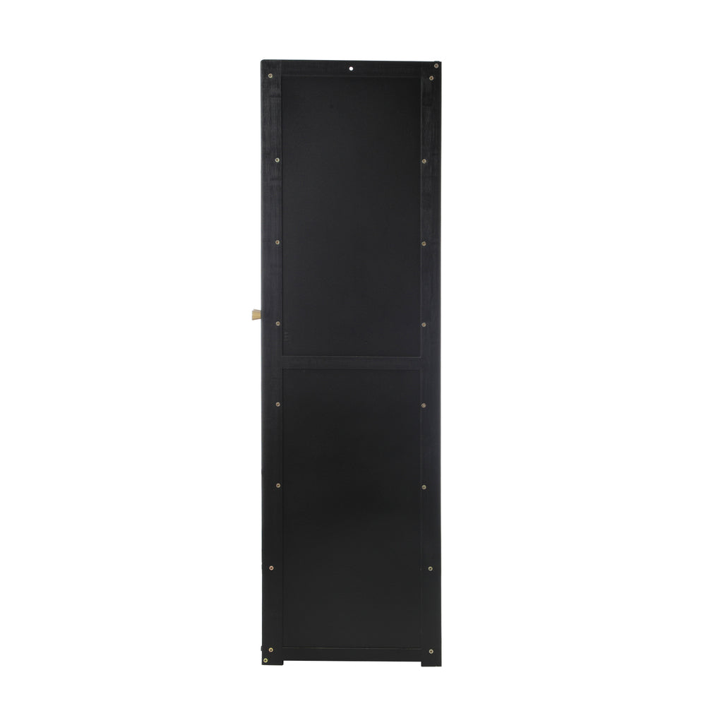 Oikiture Shoe Storage Cabinet 4 Doors Rattan Black-Shoe Storage Cabinetss-PEROZ Accessories
