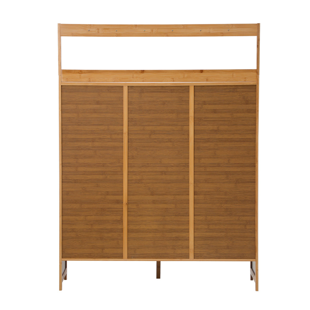 Oikiture Shoe Storage Cabinet 3 Door with Hanging Hooks-Shoe Storage Cabinetss-PEROZ Accessories