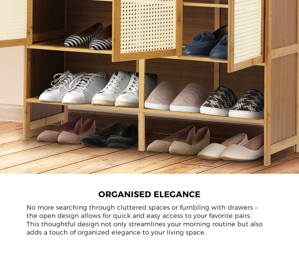Oikiture Shoe Storage Cabinet 3 Door with Hanging Hooks-Shoe Storage Cabinetss-PEROZ Accessories