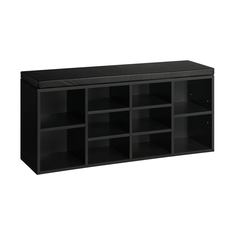 Oikiture Shoe Bench 105cm Shoe Storage Cabinet Orgaiser Rack Storage Shelf Black-Shoe Storage Cabinets-PEROZ Accessories
