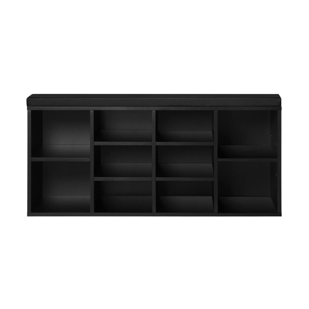 Oikiture Shoe Bench 105cm Shoe Storage Cabinet Orgaiser Rack Storage Shelf Black-Shoe Bench-PEROZ Accessories