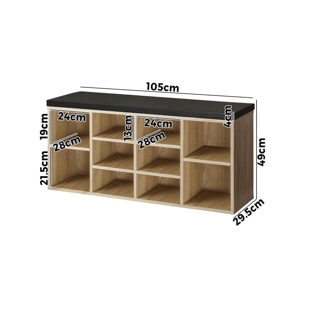 Oikiture Shoe Bench Shoe Storage Rack PU Padded Seat Organiser Cupboard-Shoe Storage Cabinets-PEROZ Accessories