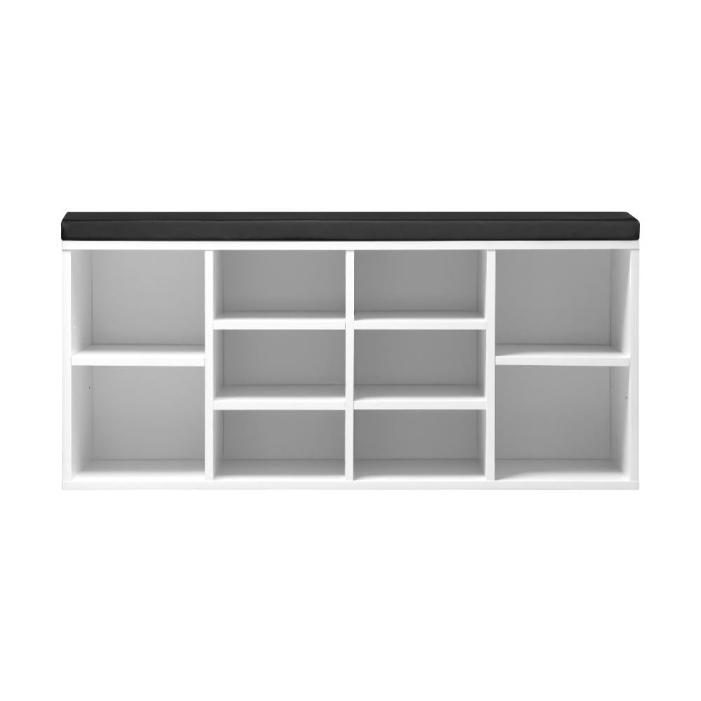 Oikiture Shoe Bench 105cm Shoe Storage Cabinet Orgaiser Rack Storage Shelf Black and White-Shoe Bench-PEROZ Accessories