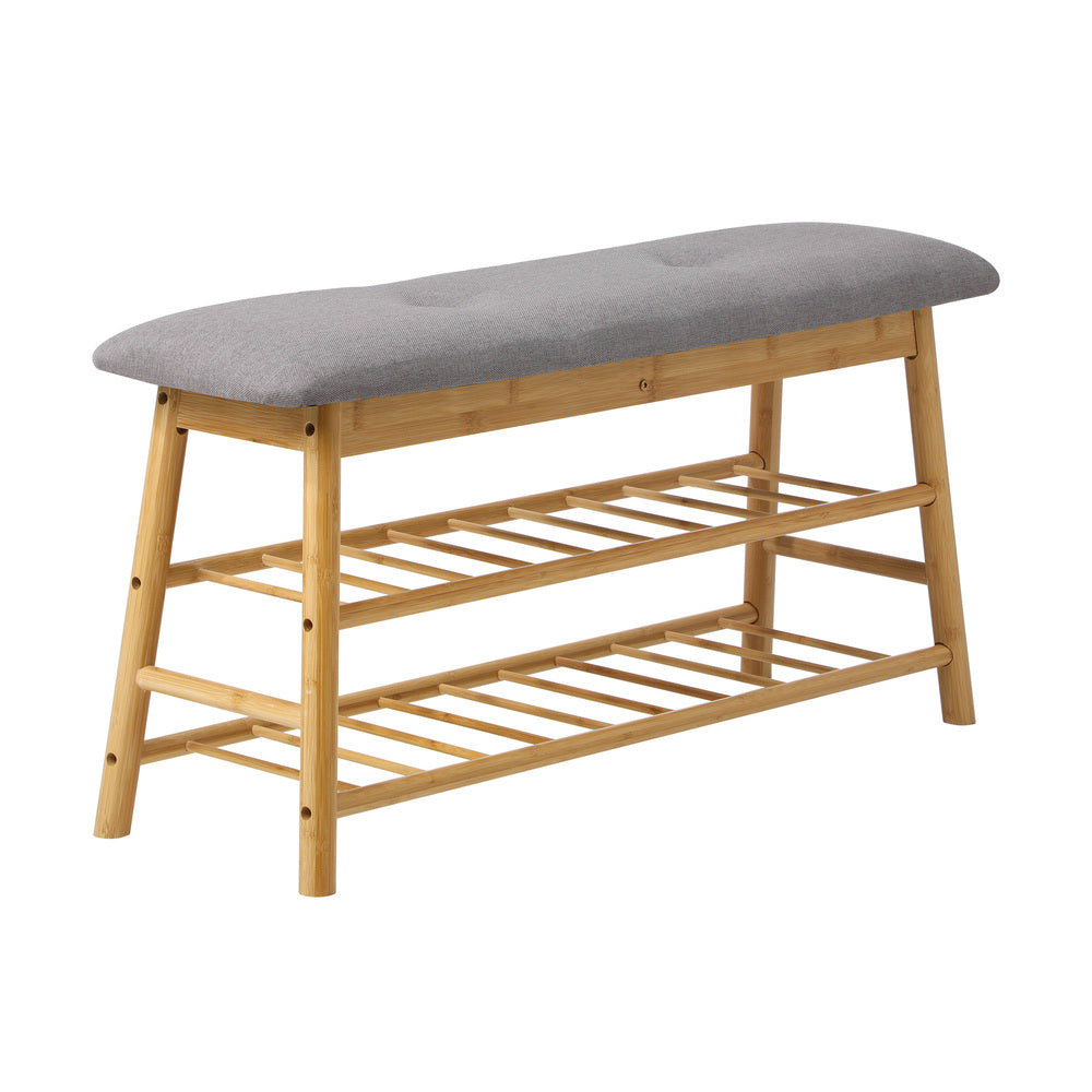 Oikiture Shoe Storage Bench Bamboo 90cm-Shoe Bench-PEROZ Accessories