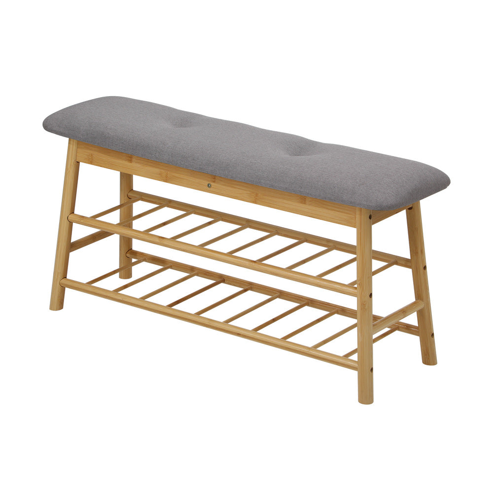 Oikiture Shoe Storage Bench Bamboo 90cm-Shoe Bench-PEROZ Accessories