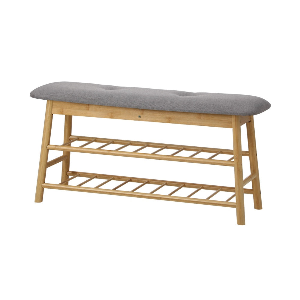 Oikiture Shoe Storage Bench Bamboo 90cm-Shoe Bench-PEROZ Accessories