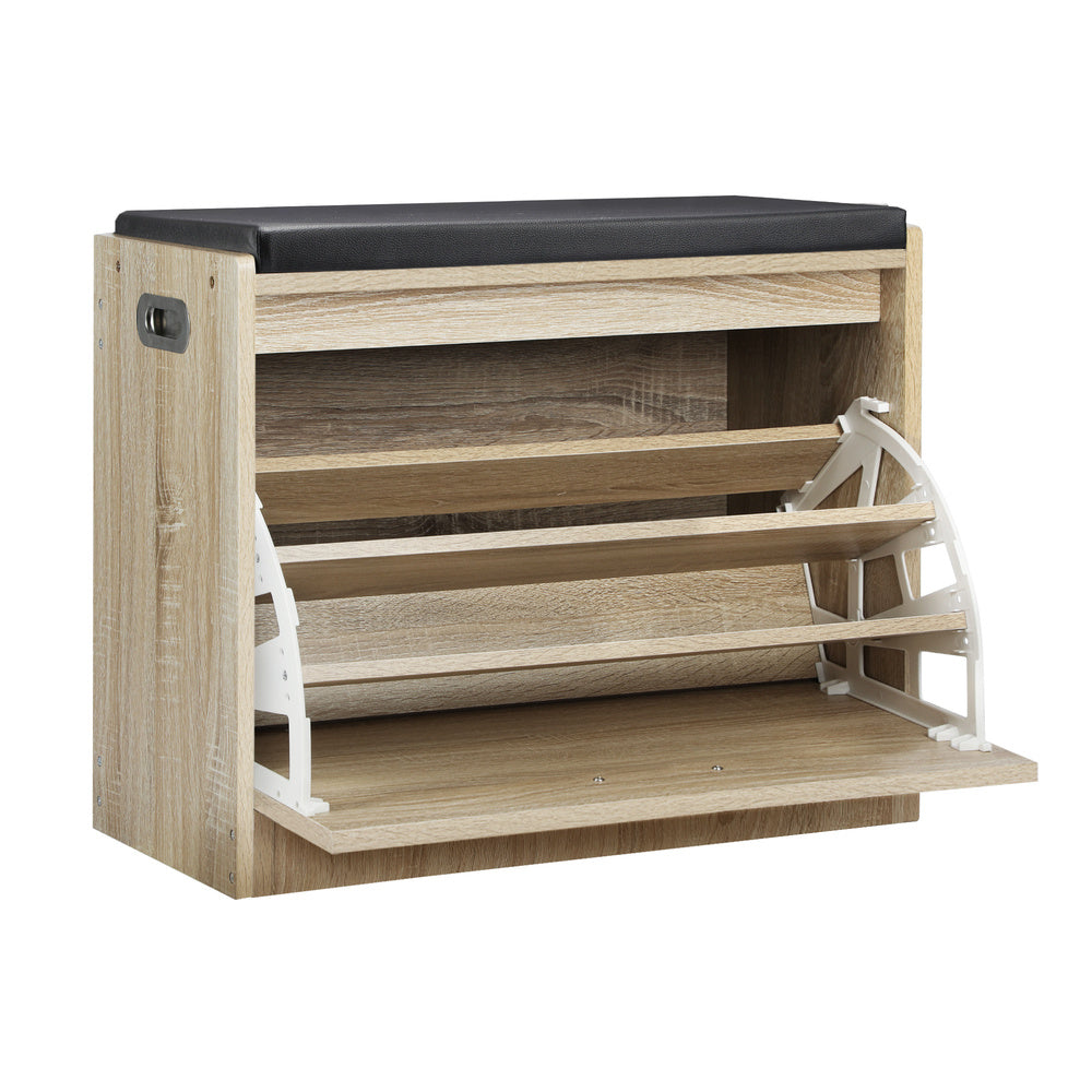 Oikiture Shoe Cabinet Bench Shoes Storage Shelves Shelf Organiser Cupboard Wooden 0.6M 15 Pairs-Shoe Storage Cabinets-PEROZ Accessories
