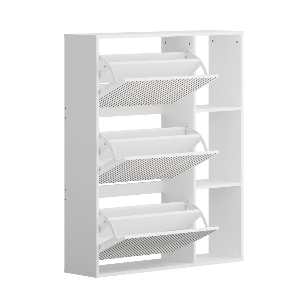 Oikiture Shoe Rack Storage Cabinet with Display Shelves White-Shoe Storage Cabinet-PEROZ Accessories
