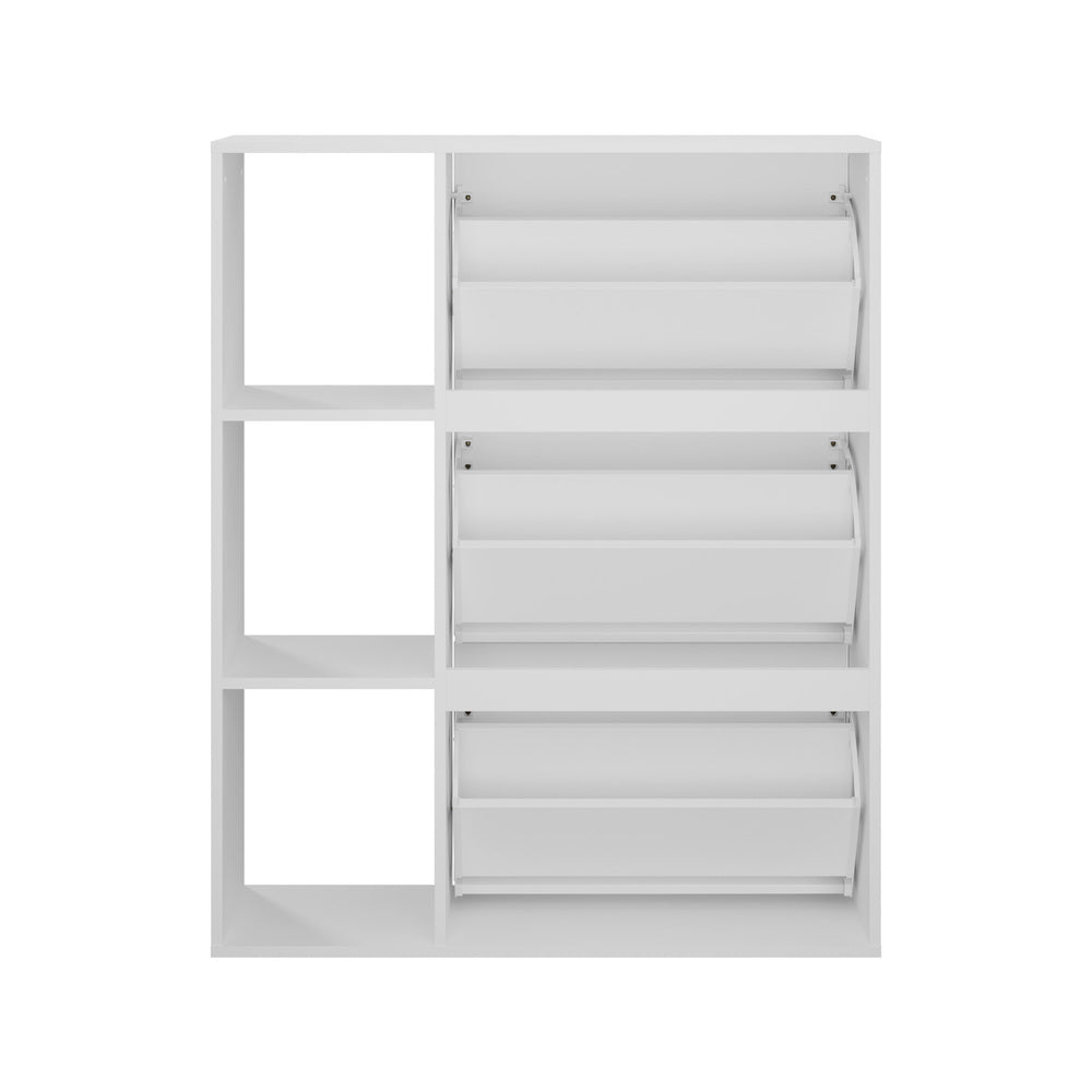 Oikiture Shoe Rack Storage Cabinet with Display Shelves White-Shoe Storage Cabinet-PEROZ Accessories