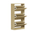 Oikiture Shoe Rack Storage Cabinet 3 Compartments Natural-Shoe Storage Cabinet-PEROZ Accessories