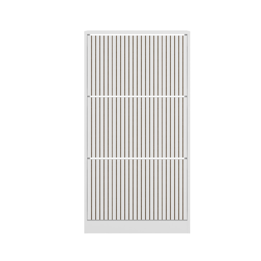 Oikiture Shoe Rack Storage Cabinet 3 Compartments White-Shoe Storage Cabinet-PEROZ Accessories
