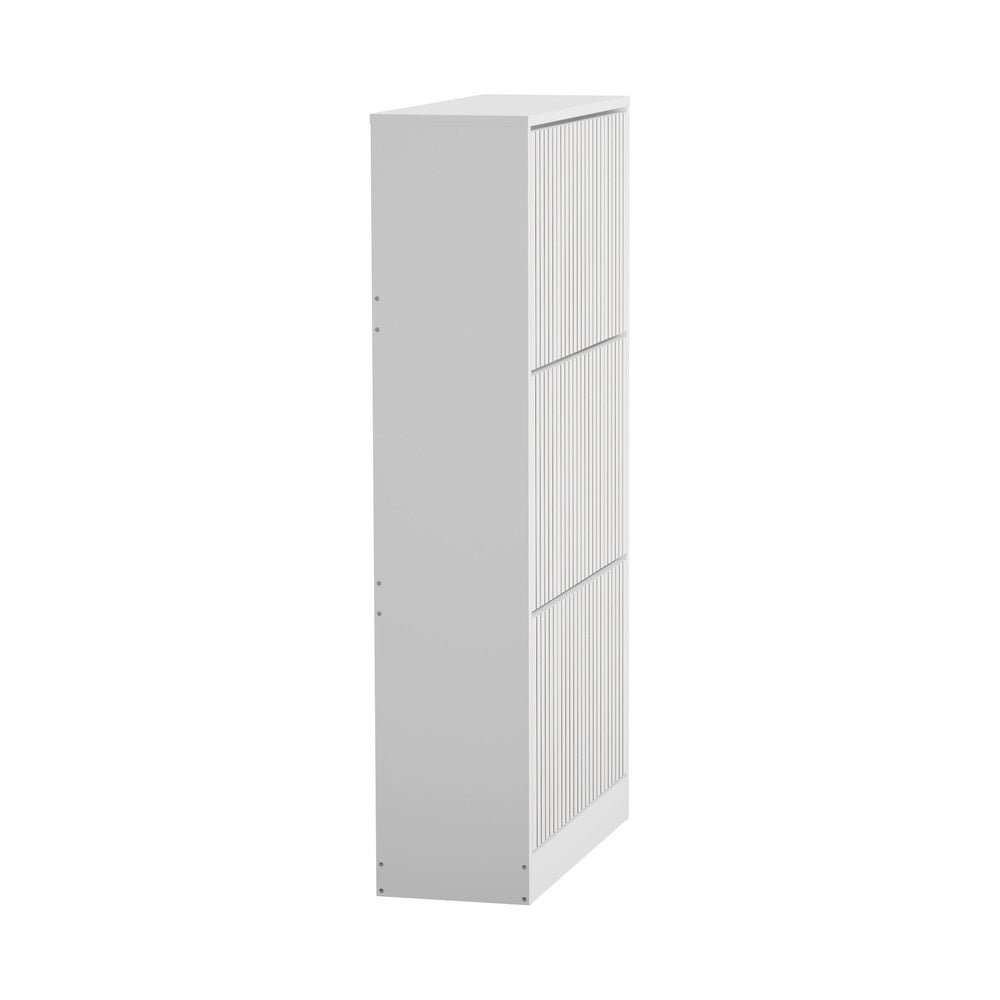 Oikiture Shoe Rack Storage Cabinet 3 Compartments White-Shoe Storage Cabinet-PEROZ Accessories