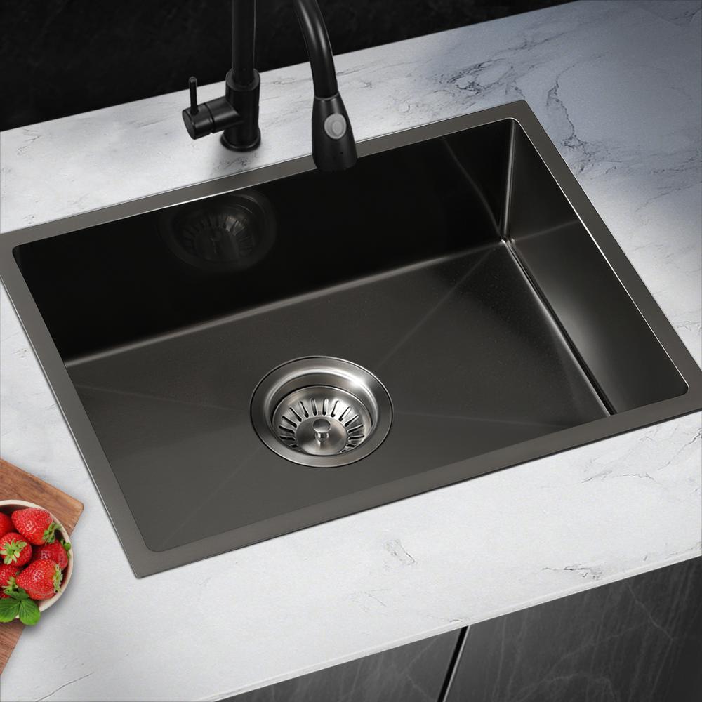 Welba Kitchen Sink Stainless Steel Bathroom Laundry Basin Single Black 45X30CM-Stainless Steel Sink-PEROZ Accessories