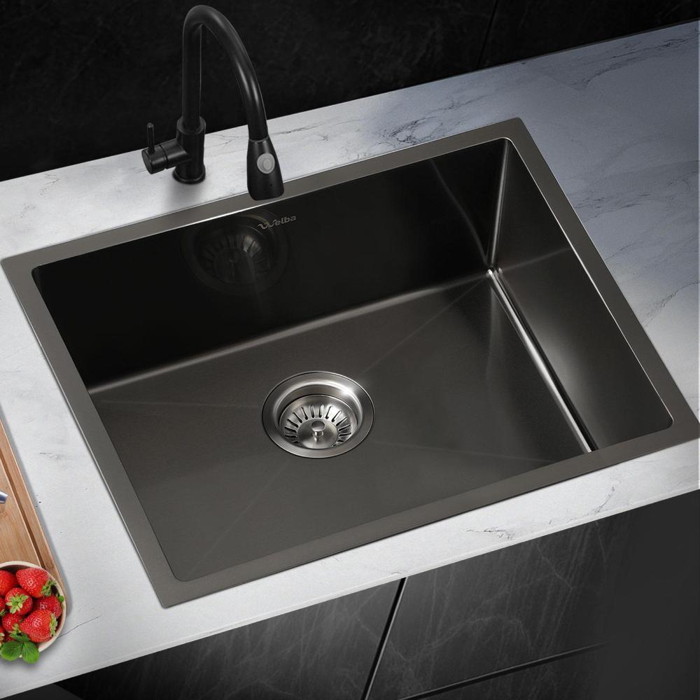 Welba Kitchen Sink Sink Stainless Steel Single Bowl 580x440x205mm-Stainless Steel Sink-PEROZ Accessories