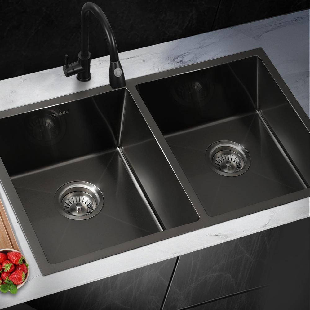 Kitchen Sink Welba Sink Double Sink Stainless Steel Bowls 76 * 44 * 20.5CM-Stainless Steel Sink-PEROZ Accessories