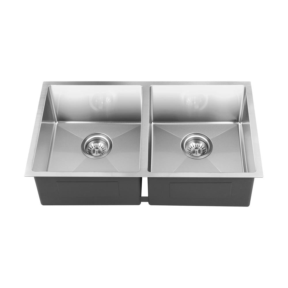 Welba Kitchen Sink Stainless Steel Bathroom Laundry Basin Double Silver 76X44CM-Stainless Steel Sink-PEROZ Accessories