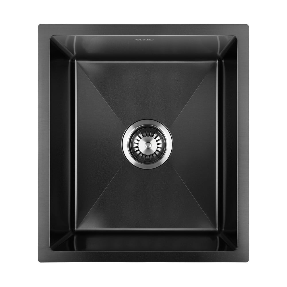 Welba 44X38CM Stainless Steel Sink Single Bowl with Waste Black-Stainless Steel Sink-PEROZ Accessories