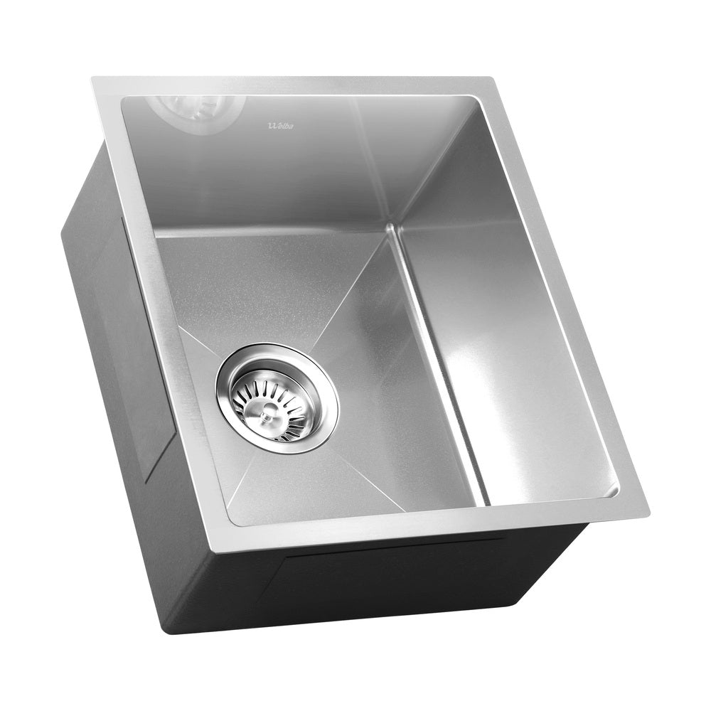 Welba Kitchen Sink 38X44CM Stainless Steel Single Bowl Basin With Waste Silver-Stainless Steel Sink-PEROZ Accessories