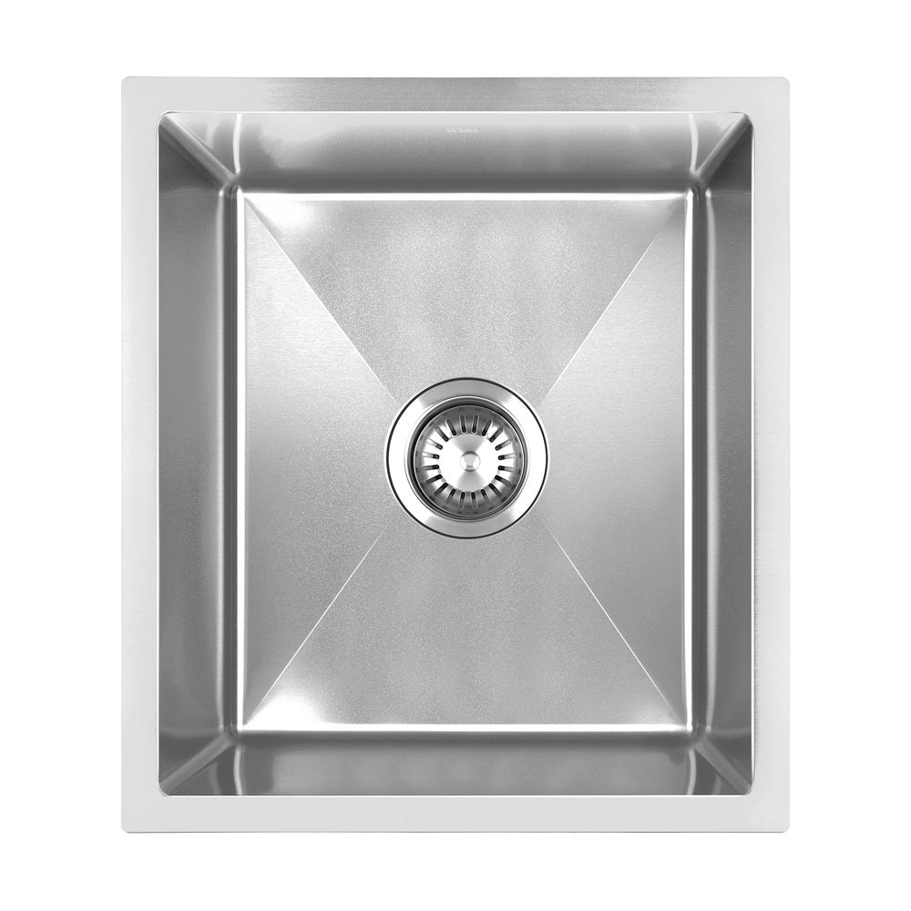 Welba Kitchen Sink 38X44CM Stainless Steel Single Bowl Basin With Waste Silver-Stainless Steel Sink-PEROZ Accessories