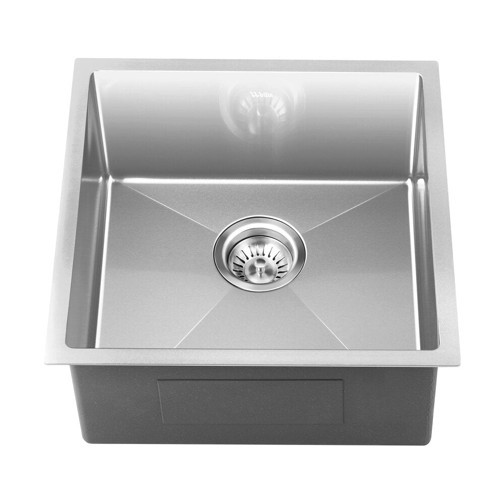 Welba Kitchen Sink 44X44CM Stainless Steel Single Bowl Basin With Waste Silver-Stainless Steel Sink-PEROZ Accessories