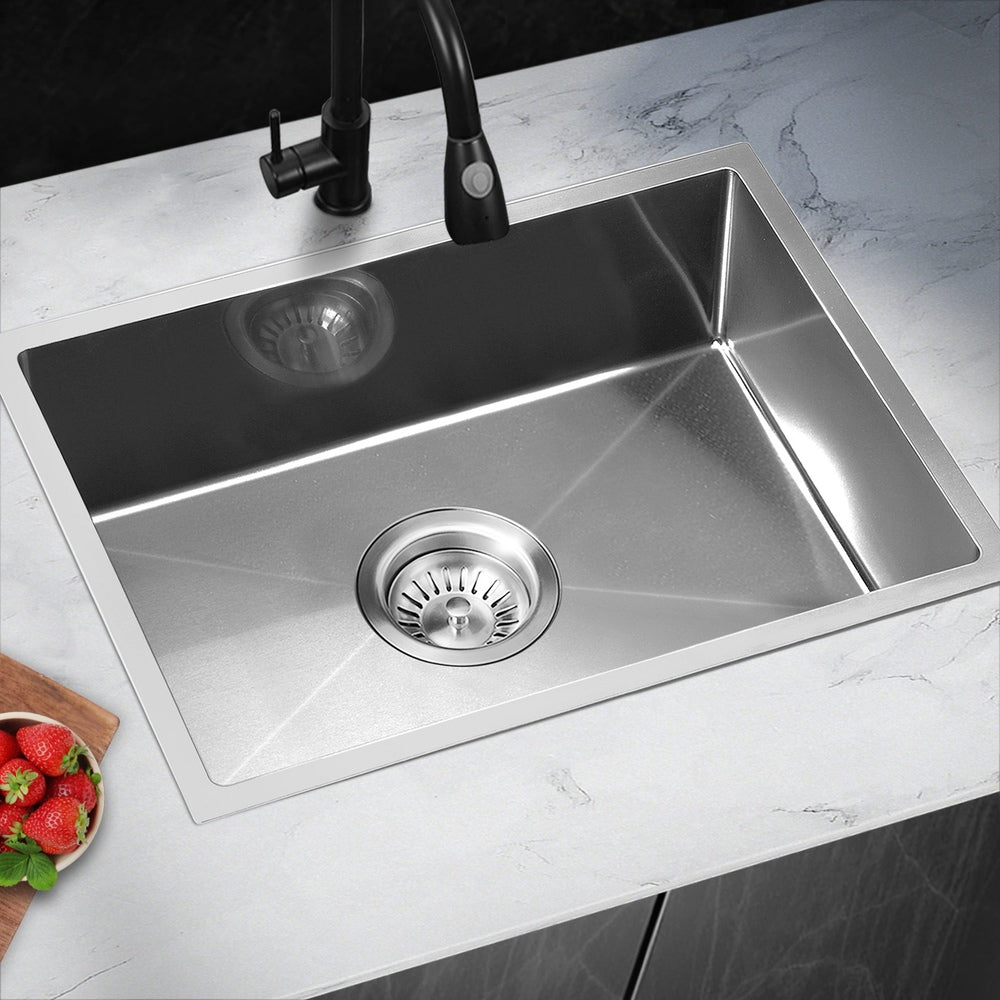Welba 45X30CM Stainless Steel Sink Single Bowl with Waste Silver-Stainless Steel Sink-PEROZ Accessories
