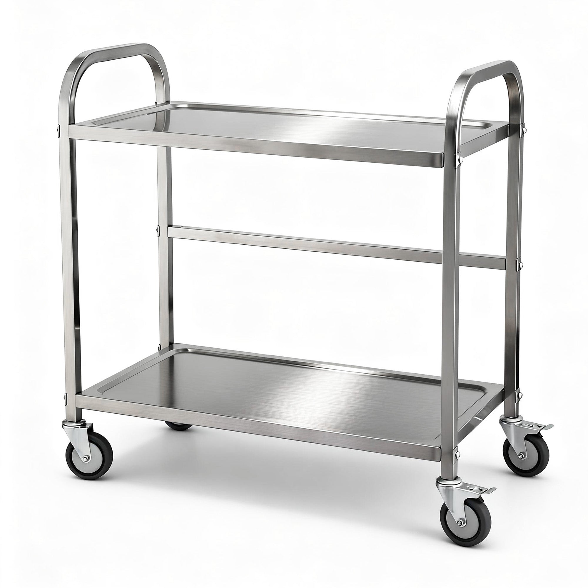 Cefito 2-Tier Stainless Steel Kitchen Trolley with Wheels 84x56x98cm-Furniture > Dining > Kitchen Sinks-PEROZ Accessories