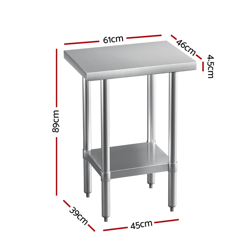 Cefito Stainless Steel Kitchen Benches Work Bench 610x457mm 430-Furniture > Dining > Kitchen Sinks-PEROZ Accessories