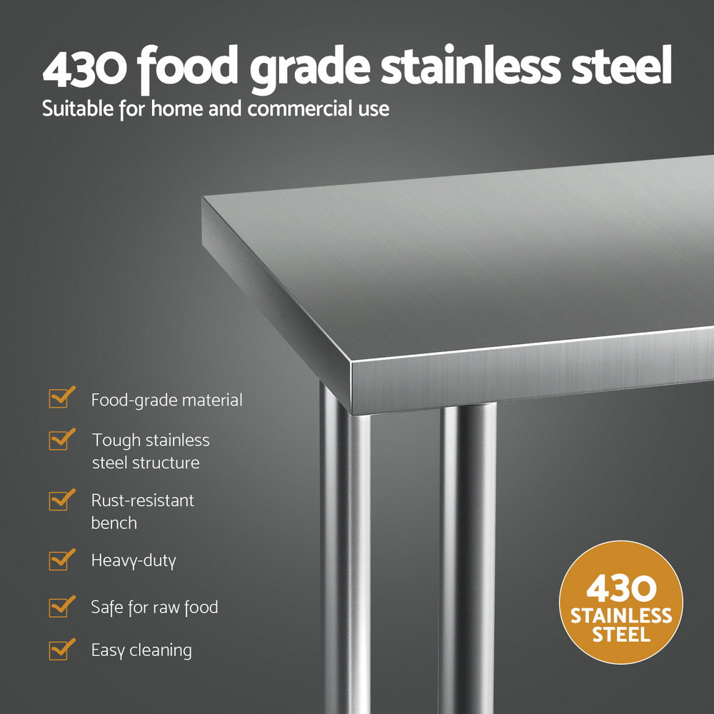 Cefito Stainless Steel Kitchen Benches Work Bench 610x457mm 430-Furniture > Dining > Kitchen Sinks-PEROZ Accessories