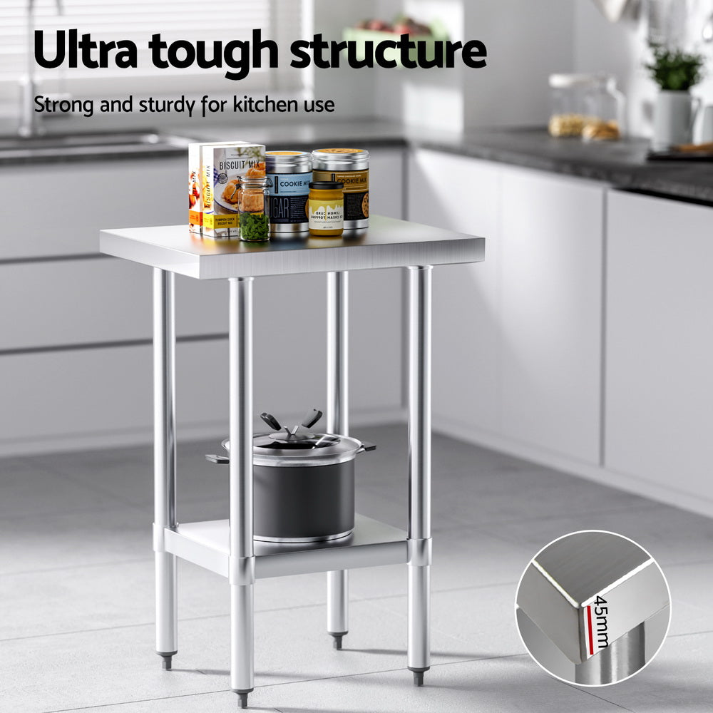 Cefito Stainless Steel Kitchen Benches Work Bench 610x457mm 430-Furniture > Dining > Kitchen Sinks-PEROZ Accessories