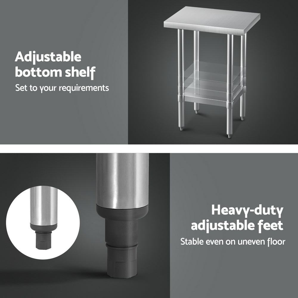 Cefito Stainless Steel Kitchen Benches Work Bench 610x457mm 430-Furniture > Dining > Kitchen Sinks-PEROZ Accessories