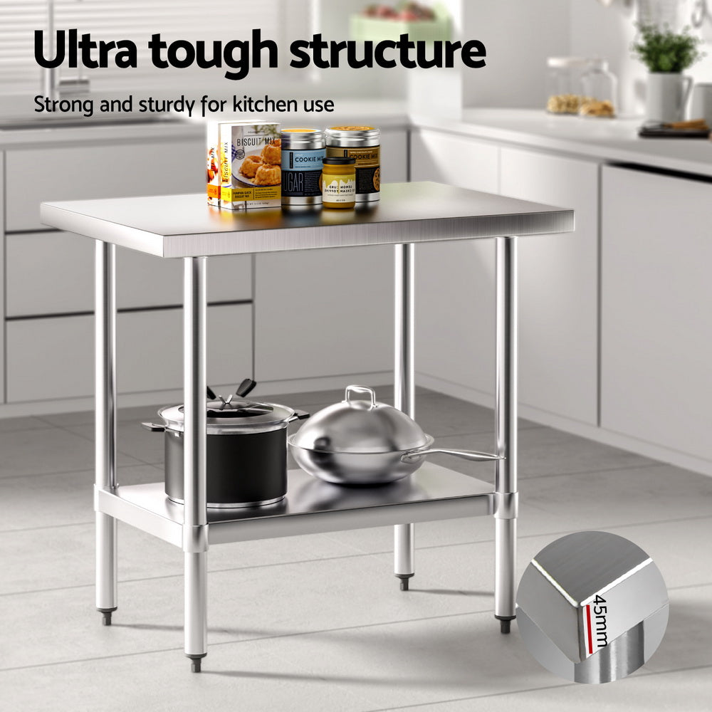 Cefito Stainless Steel Kitchen Benches Work Bench 910x610mm 430-Furniture > Dining > Kitchen Sinks-PEROZ Accessories
