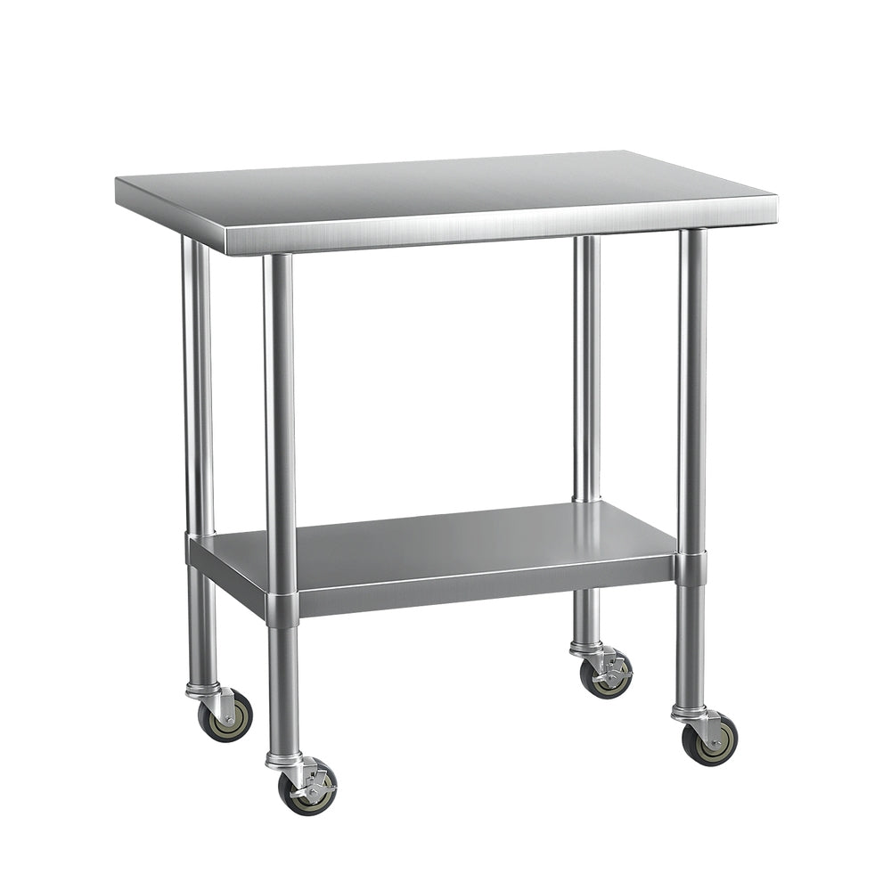 Cefito Stainless Steel Kitchen Benches Work Bench Wheels 91X61CM 430-Furniture > Dining > Kitchen Sinks-PEROZ Accessories