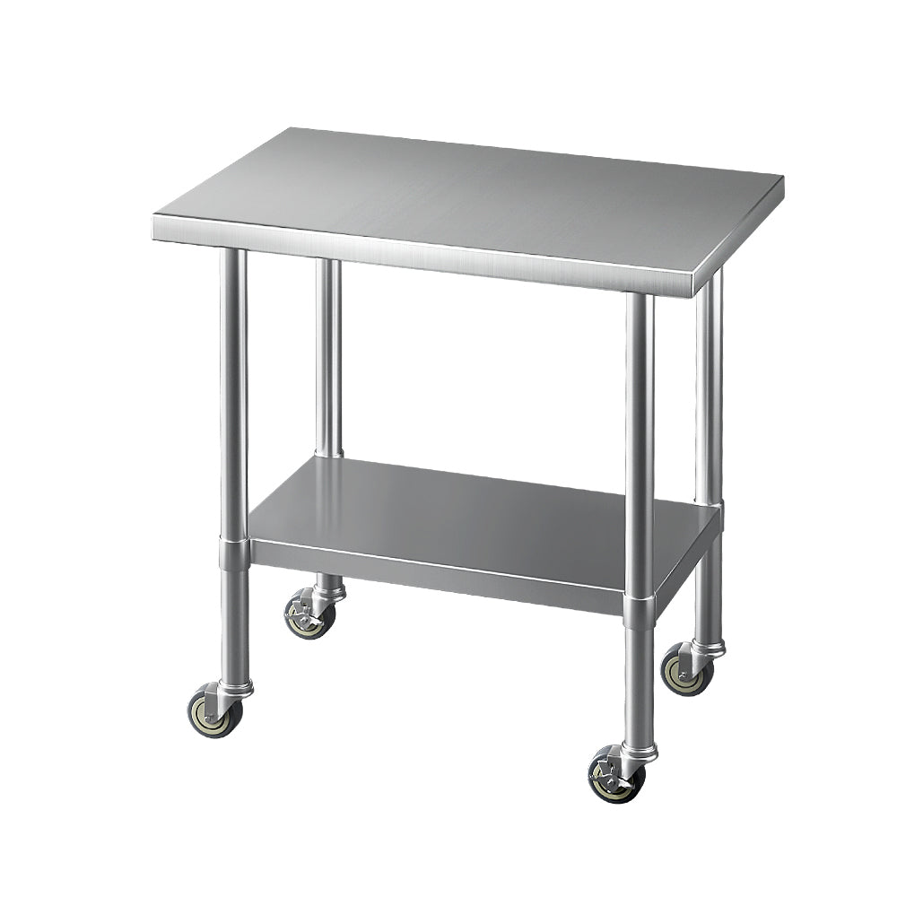 Cefito Stainless Steel Kitchen Benches Work Bench Wheels 91X61CM 430-Furniture > Dining > Kitchen Sinks-PEROZ Accessories