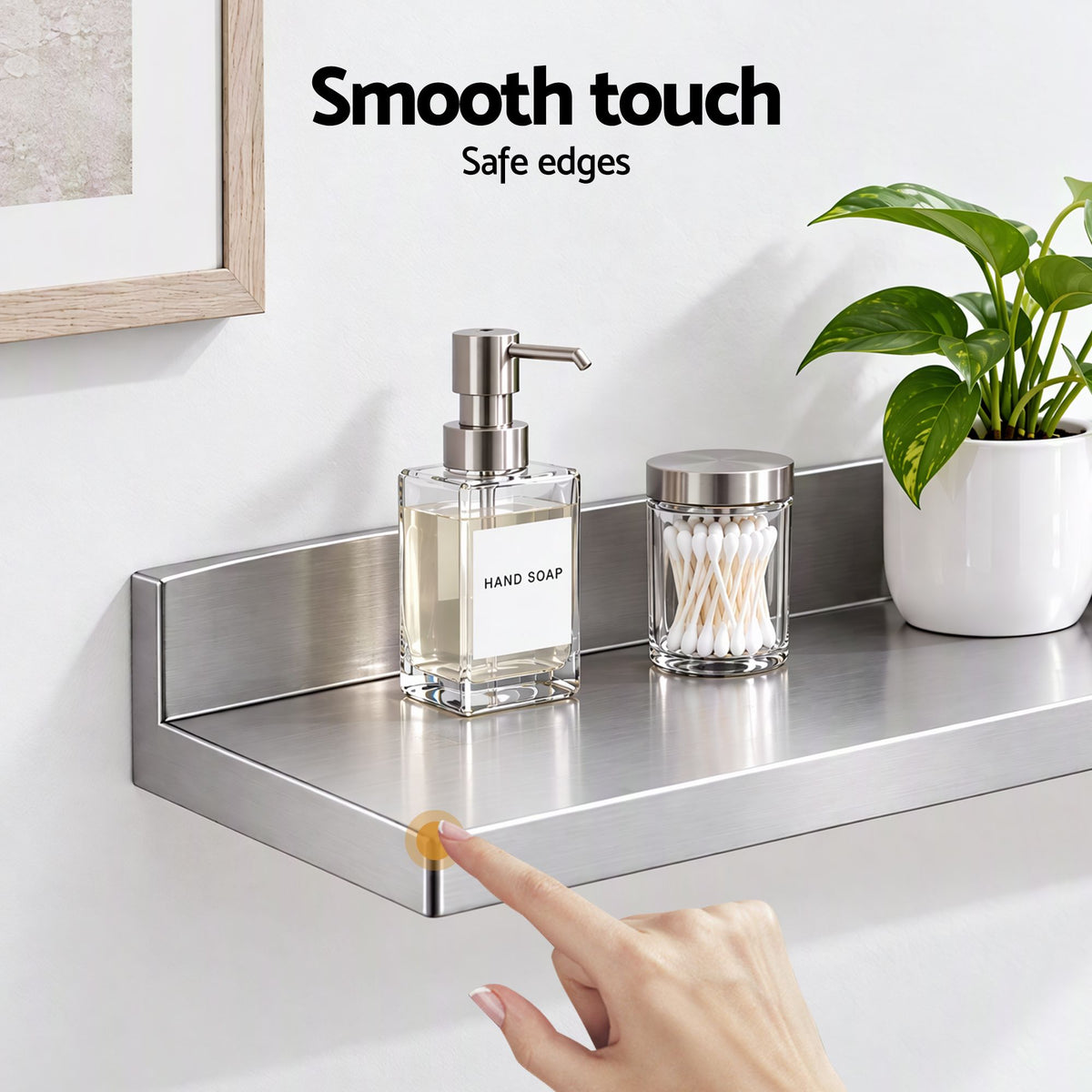 Cefito 610 x 220mm 430 Stainless Steel L-Shaped Kitchen Wall Shelf-Tools > Tools Storage > Wall Storage Racks-PEROZ Accessories
