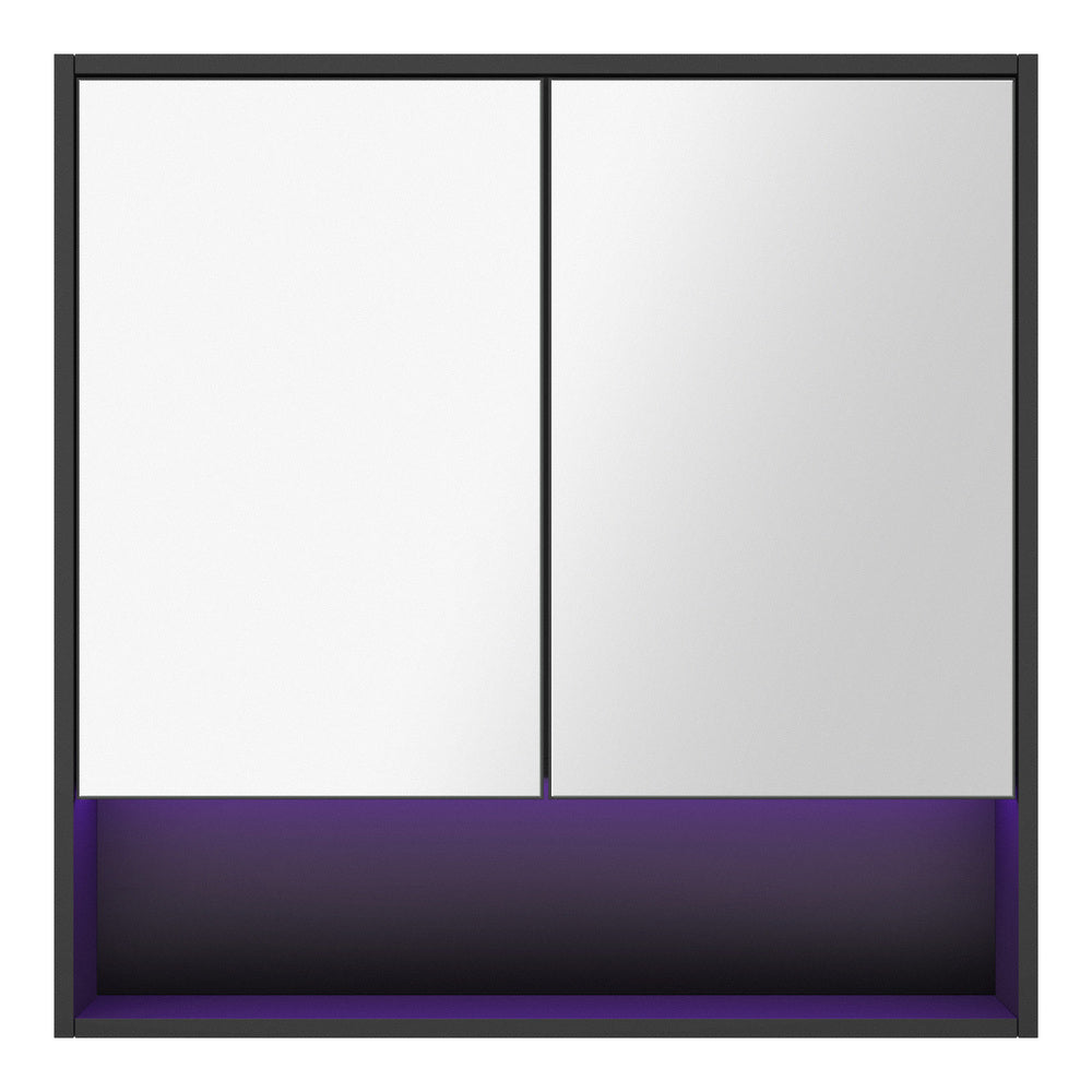 Welba Bathroom Mirror Cabinet LED Wall Storage 750x750mm Black-Bathroom Cabinet-PEROZ Accessories