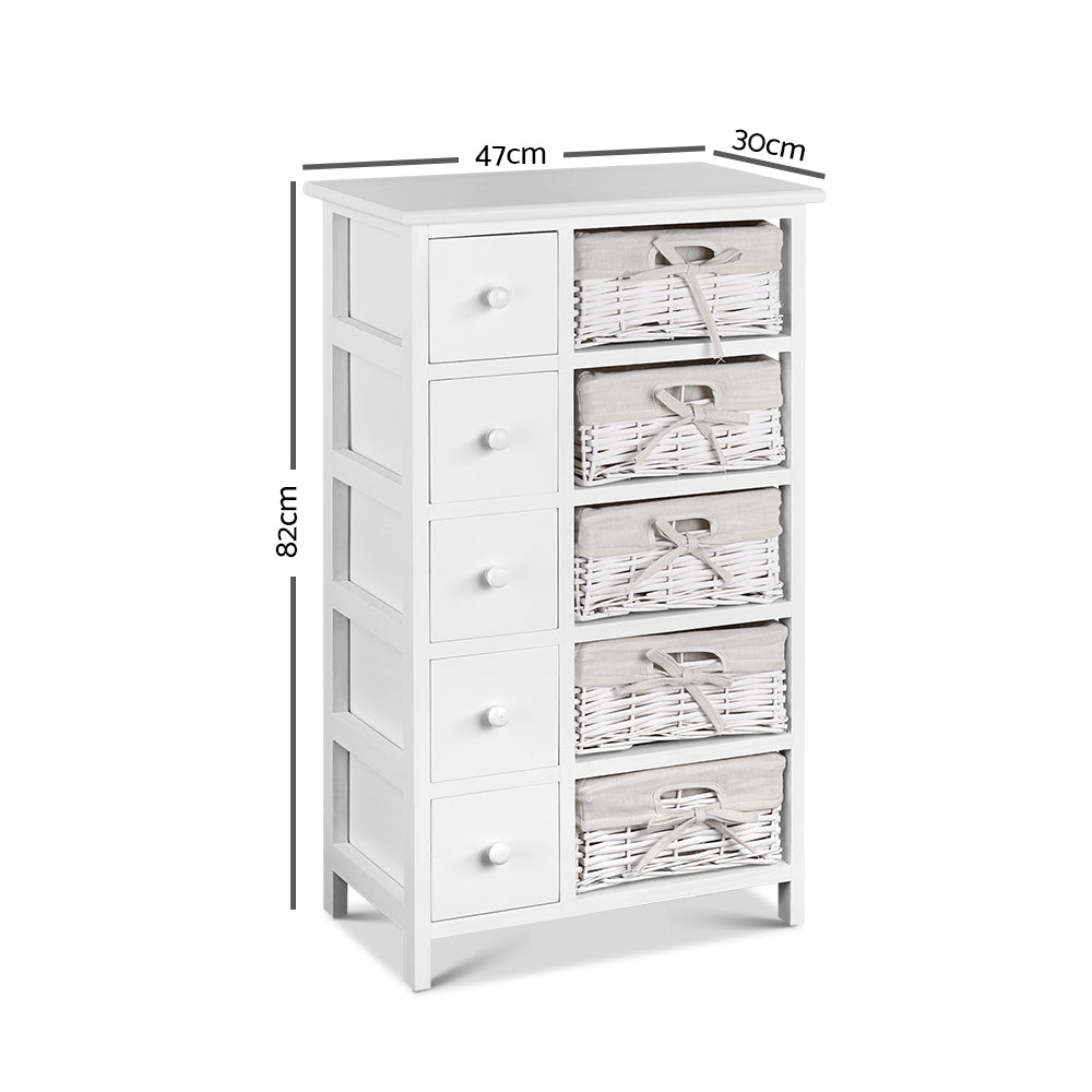 Artiss 5 Chest of Drawers with 5 Baskets - MAY-Drawers-PEROZ Accessories