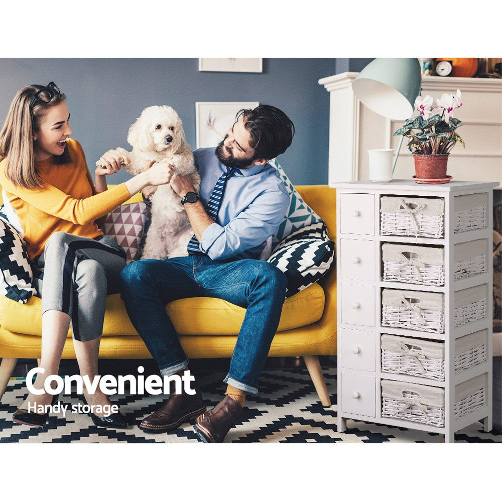 Artiss 5 Chest of Drawers with 5 Baskets - MAY-Drawers-PEROZ Accessories