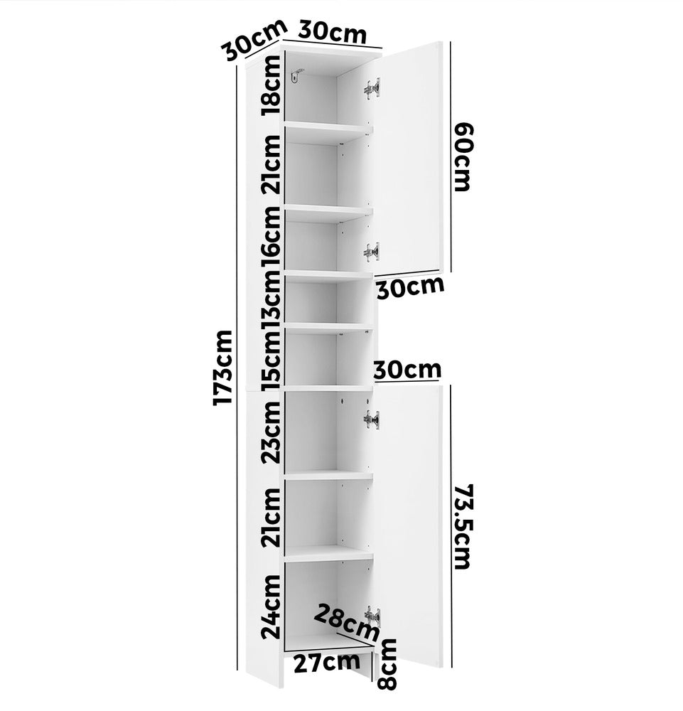 Oikiture Bathroom Cabinet Storage Laundry Tall Slim Toilet Cupboard Furniture-Bathroom Storage-PEROZ Accessories