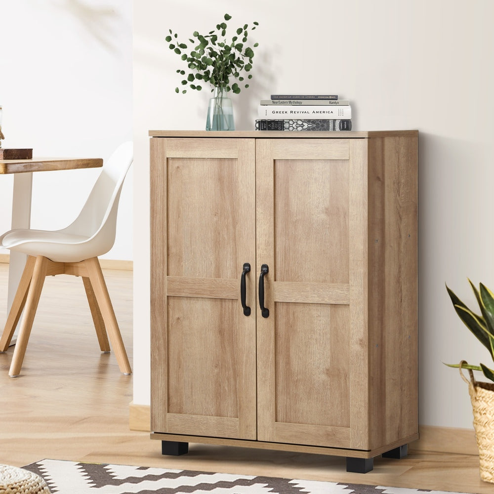 Oikiture Storage Cabinet Buffet Sideboard 2 Door Natural-Storage Cabinet-PEROZ Accessories