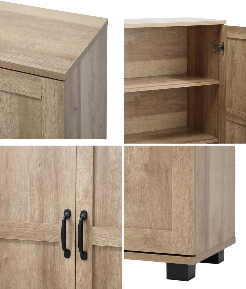 Oikiture Storage Cabinet Buffet Sideboard 2 Door Natural-Storage Cabinet-PEROZ Accessories