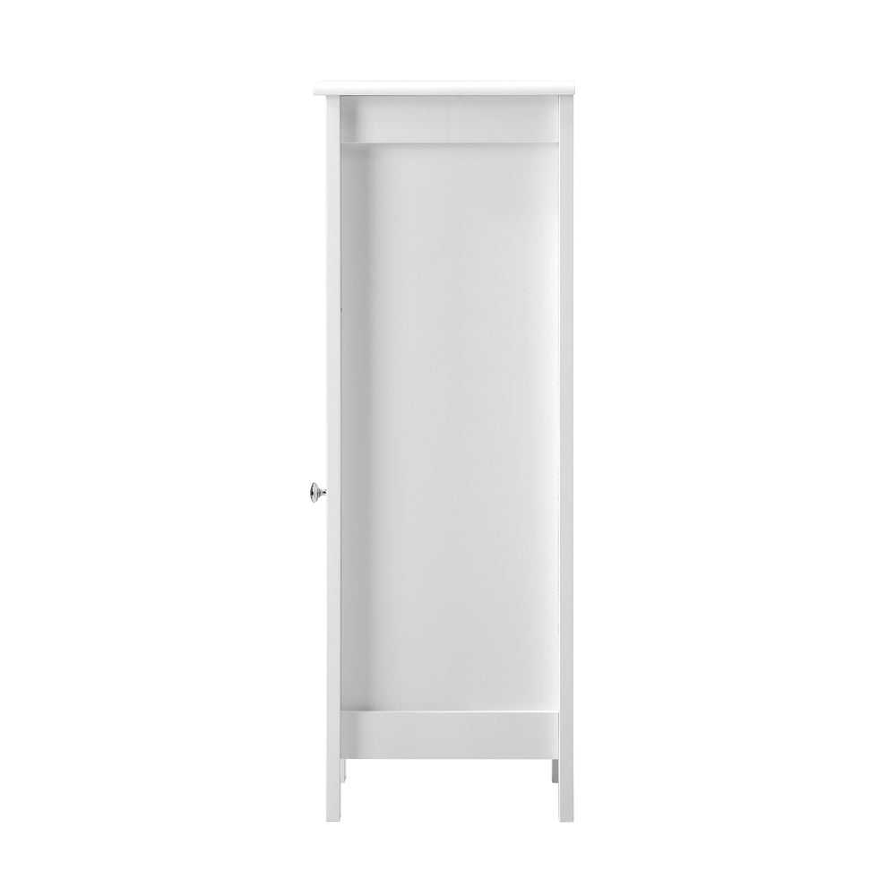 Oikiture Bathroom Cabinet Floor Cupboard Slim Laundry Storage Rattan Door White-Bathroom Cabinet-PEROZ Accessories