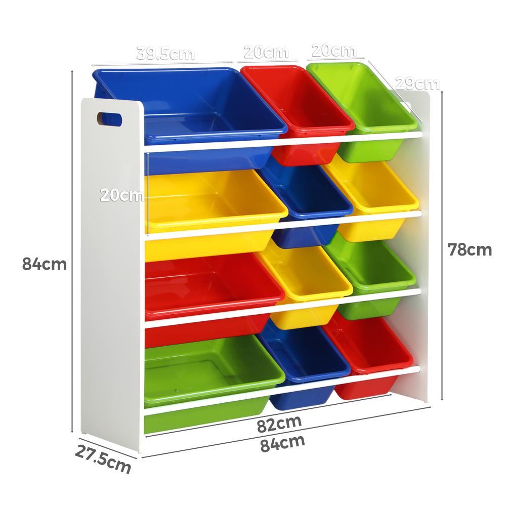 Oikiture Kids Toy Box Organiser 12 Bins Display Shelf Storage Rack Drawer-Kid Storage-PEROZ Accessories