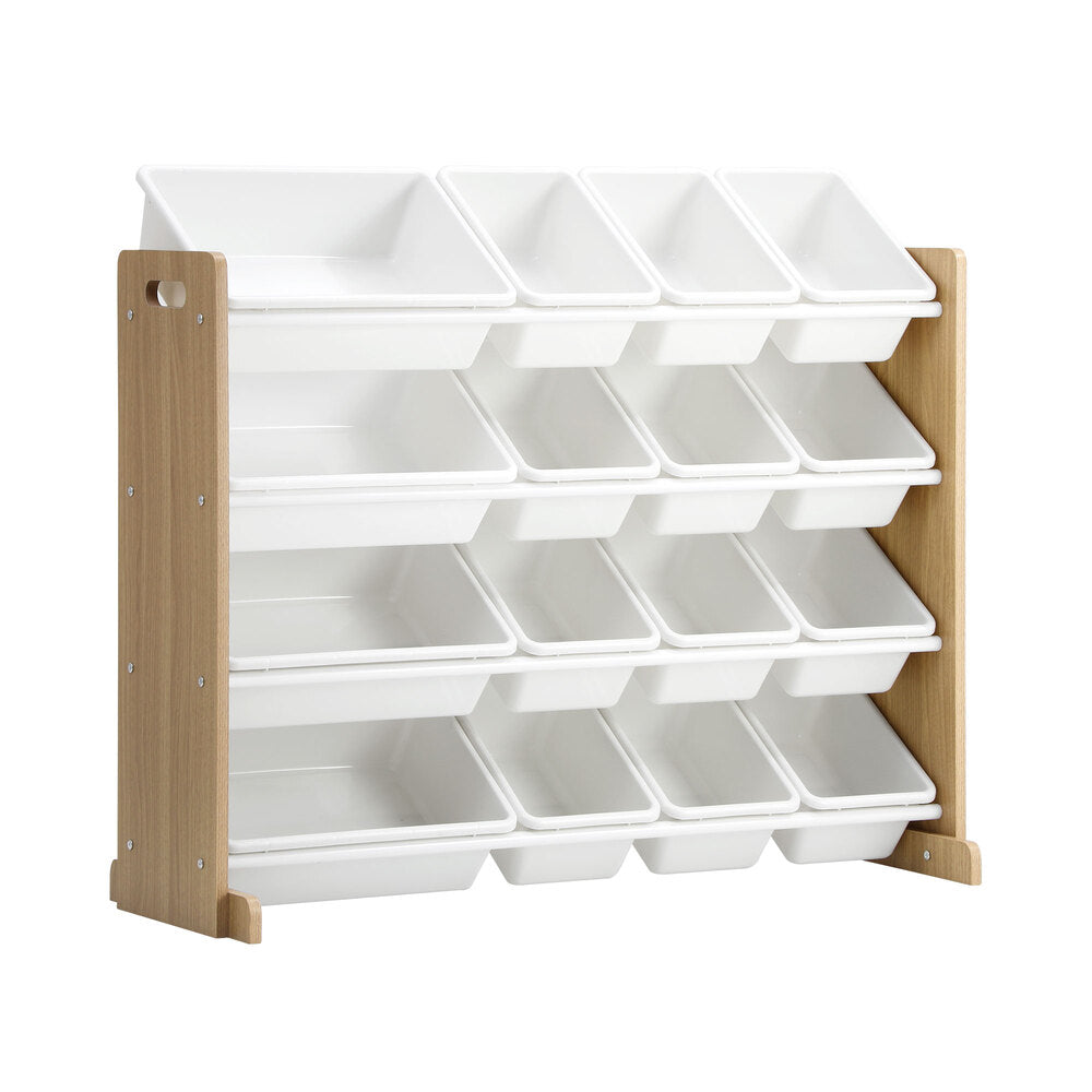 Oikiture 16 Bins 4-Tier Kids Toy Organiser Storage Rack-Kid Storage-PEROZ Accessories