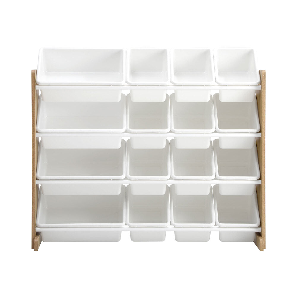 Oikiture 16 Bins 4-Tier Kids Toy Organiser Storage Rack-Kid Storage-PEROZ Accessories