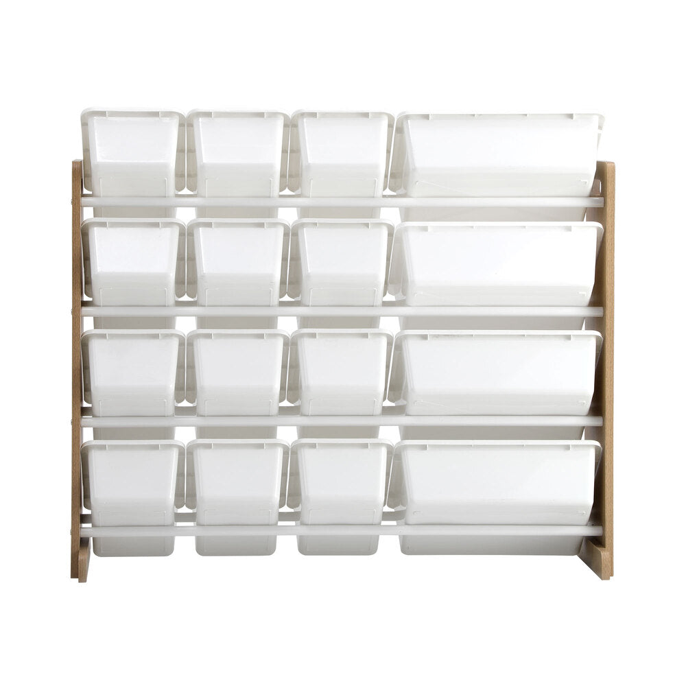 Oikiture 16 Bins 4-Tier Kids Toy Organiser Storage Rack-Kid Storage-PEROZ Accessories