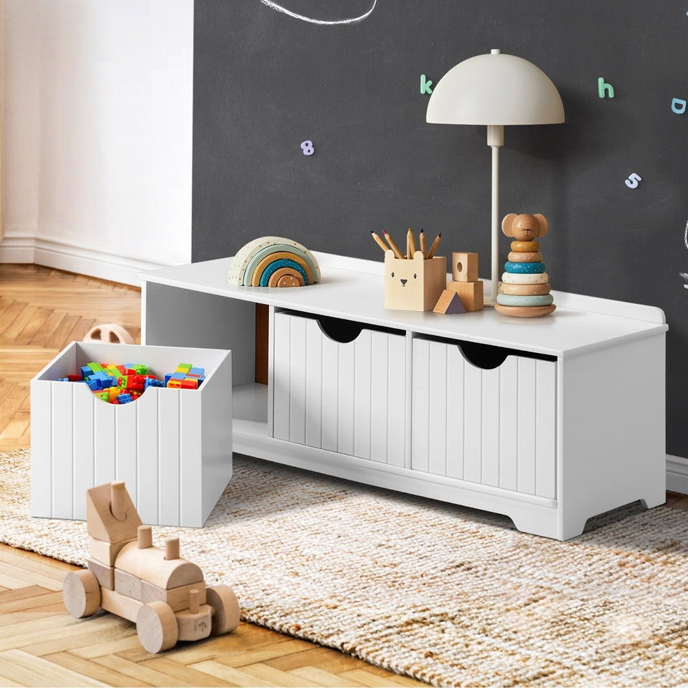 Oikiture Kids Toy Storage Box Organiser Seating Bench-Kid Storage-PEROZ Accessories