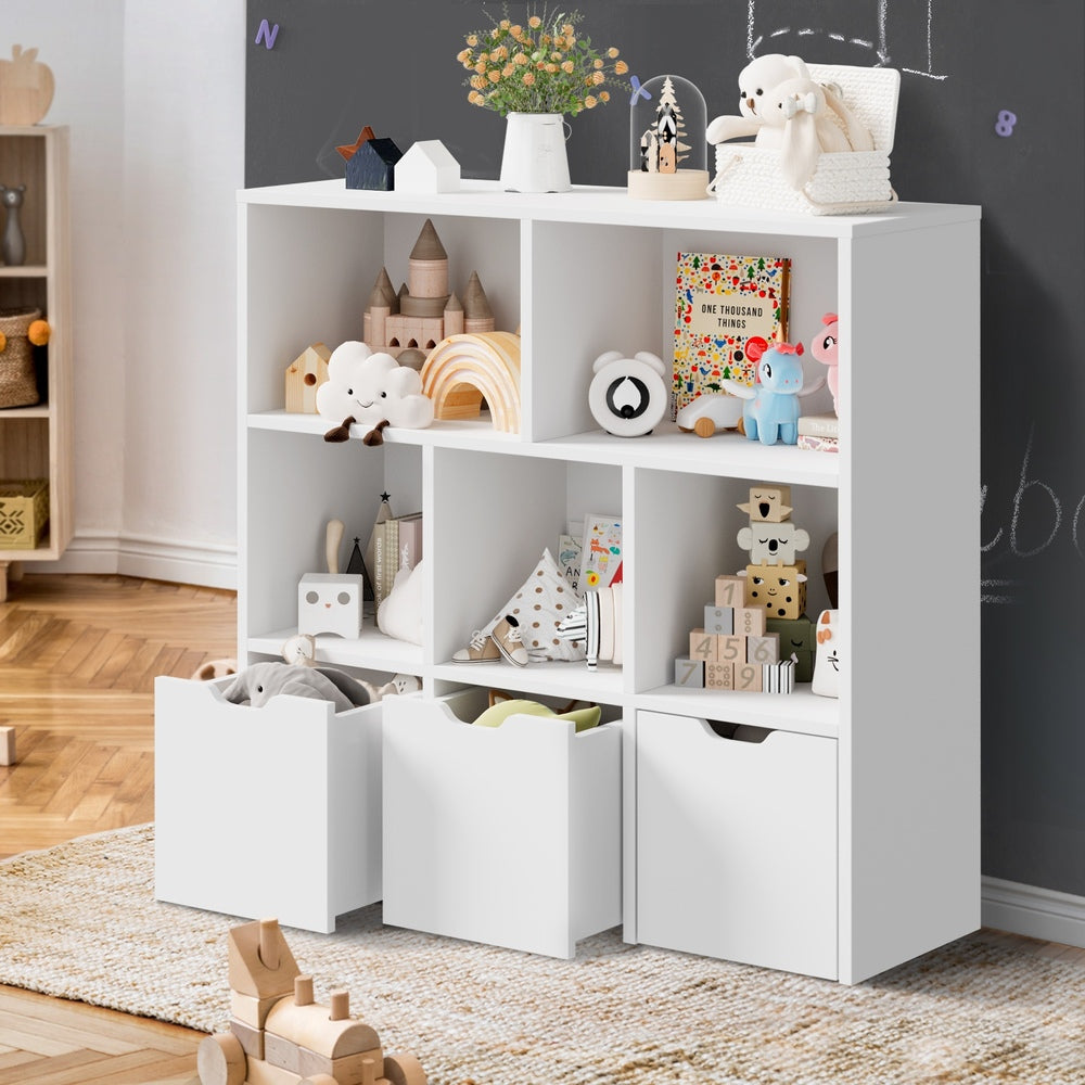 Oikiture Kids Storage Organiser Cabinet With Removable Box White-Kid Storage-PEROZ Accessories